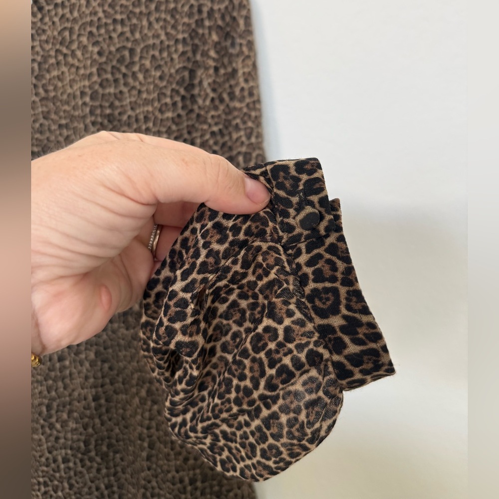 YSL Saint Laurent Wool Leopard Long Sleeve Dress, - Picture 8 of 10